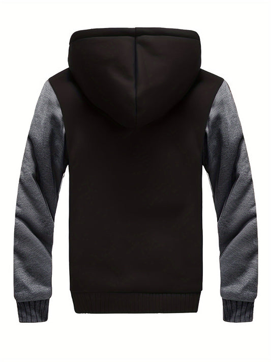 Zwart fleece jack met capuchon - Marvin