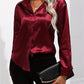 Roze Satijnen Lange Mouwen Blouse - Elise