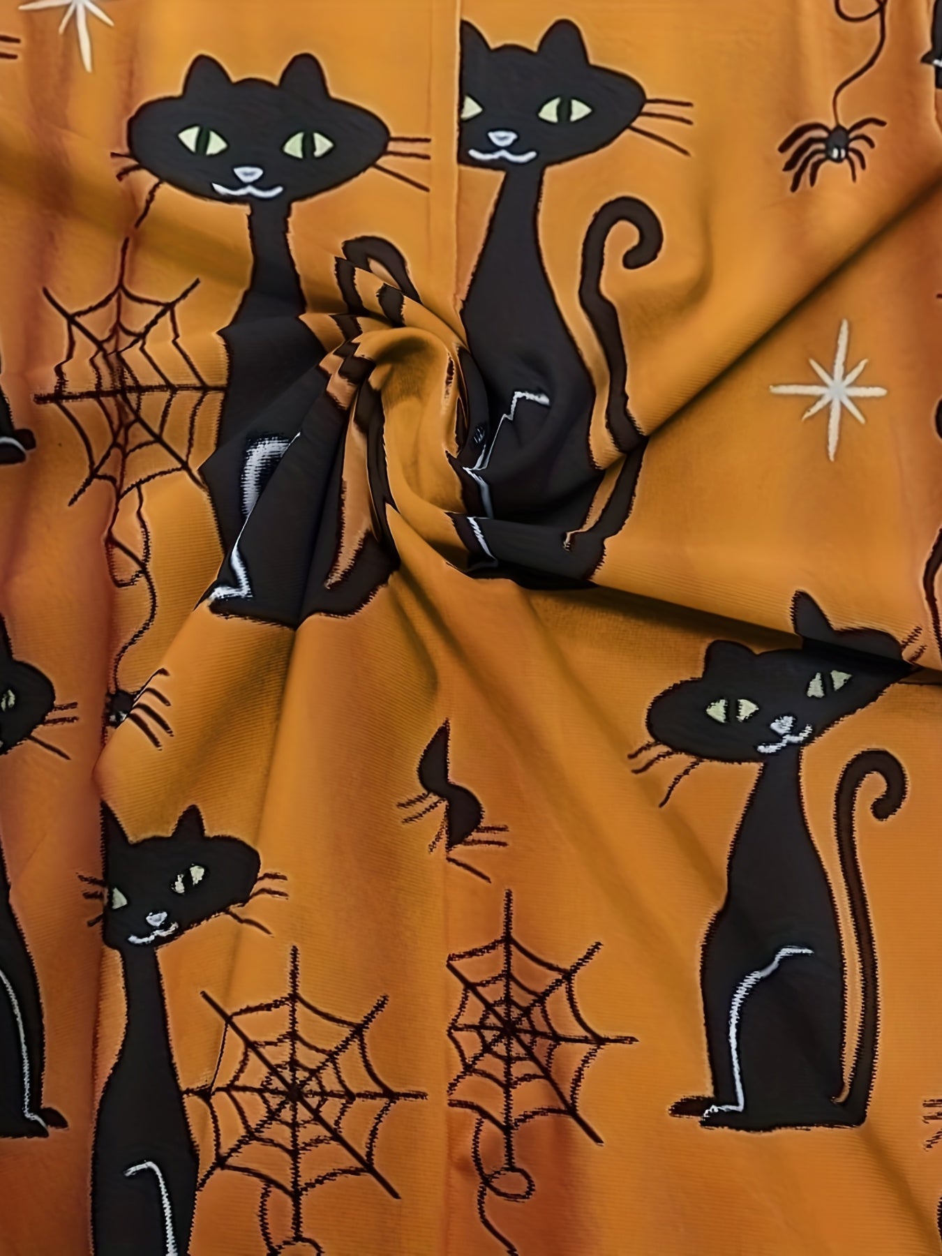 Halloween-sweatshirt oranje - Griezelige katten & spinnenwebpatroon