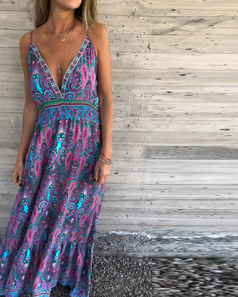 Casual Zomerse Maxi Jurk met V-hals