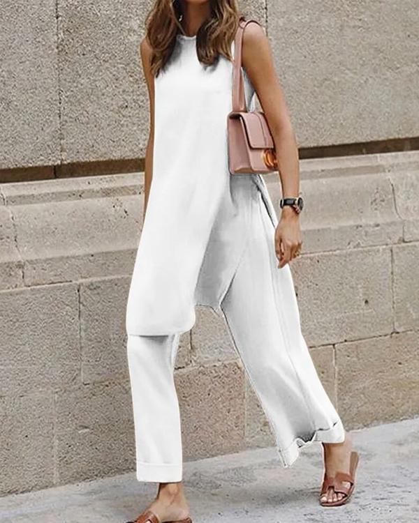 Witte Mouwloze Jumpsuit - Mila