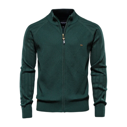 Groen Gebreid Vest Met Ritssluiting - Herfst/Winter Herenmode