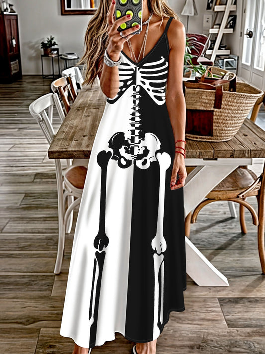 Elegante Skeletprint Jurk - Bianca