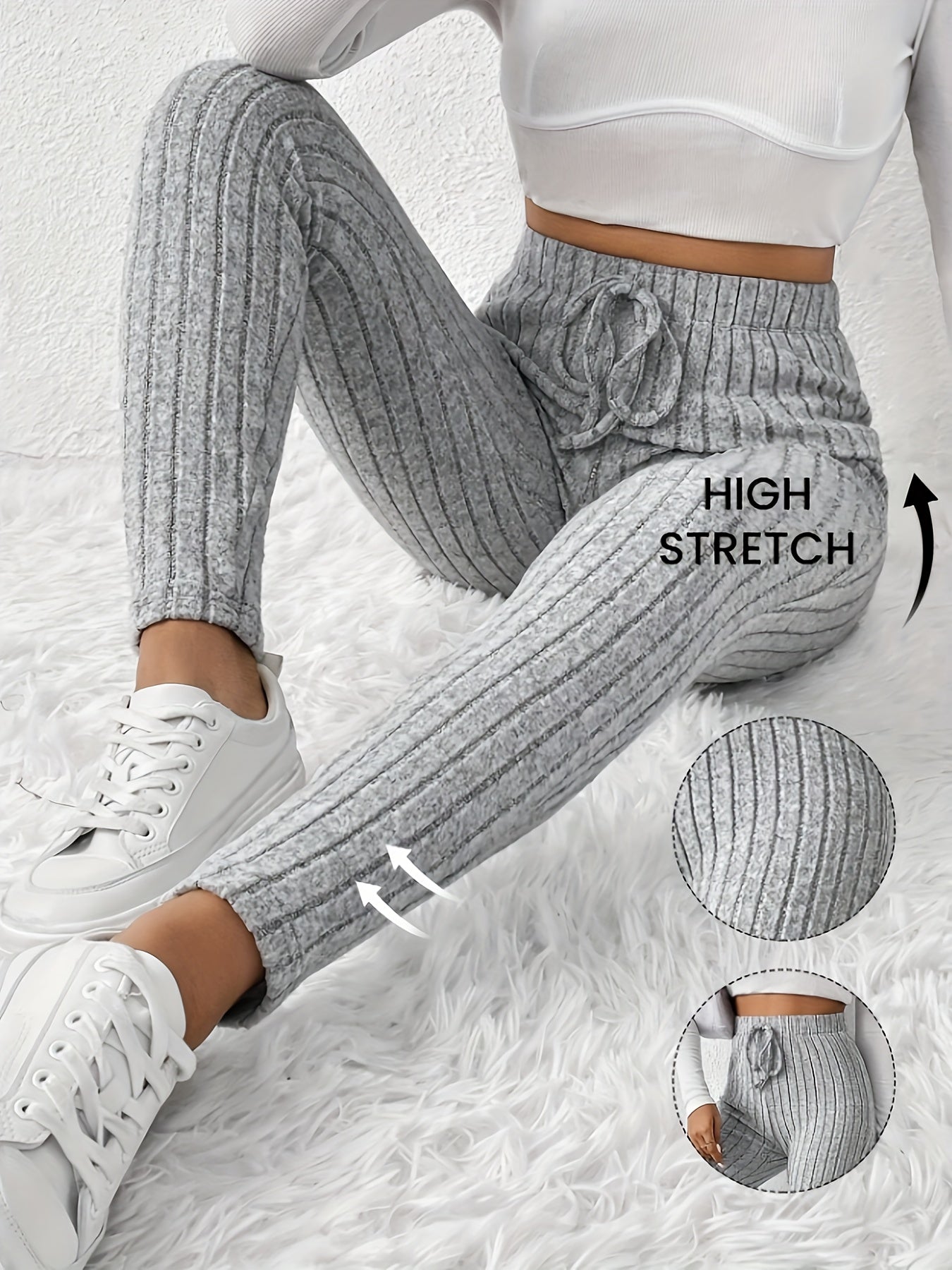 Grijze ribgebreide legging - Sophie