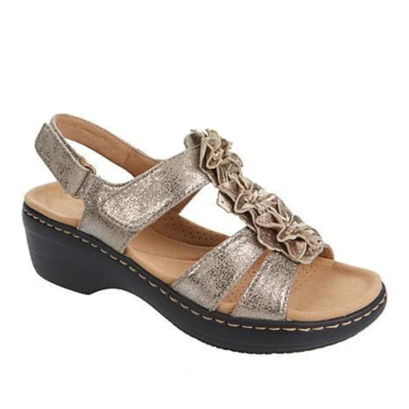 Boheemse Zomersandalen voor Dames - Comfortabele Bloemendecoratie Wedges