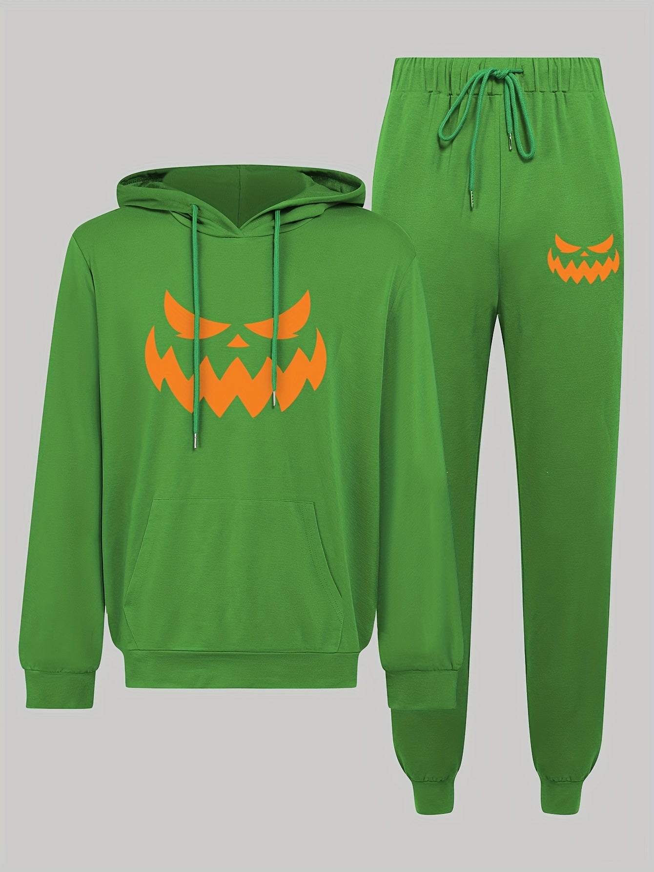 Groen Halloween Joggingpak met Pompoenprint