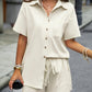 Casual Knoopsluiting Blouse En Shorts Set - Ivory