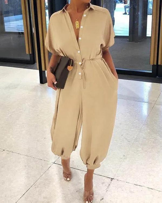 Beige Casual Jumpsuit - Nia