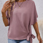 Trendy Effen Blouse met Knoopdetail - Chique Ronde Hals Asymmetrisch Ontwerp