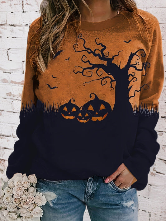 Zwart met oranje sweatshirt - Halloween pompoenmagie