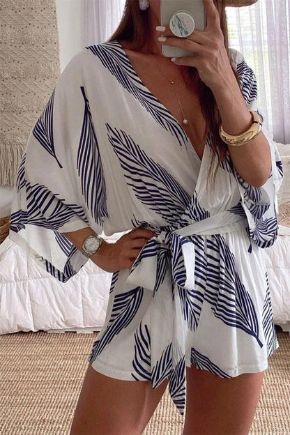 Palmprint Wrap Romper - Isla