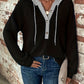 Casual Hoodie Met Kleurblok En Trekkoord - Wit/Olijfgroen