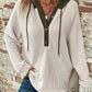 Casual Hoodie Met Kleurblok En Trekkoord - Wit/Olijfgroen