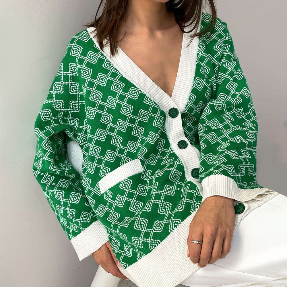 Groen Oversized Patroon Vest - Emie Agathe