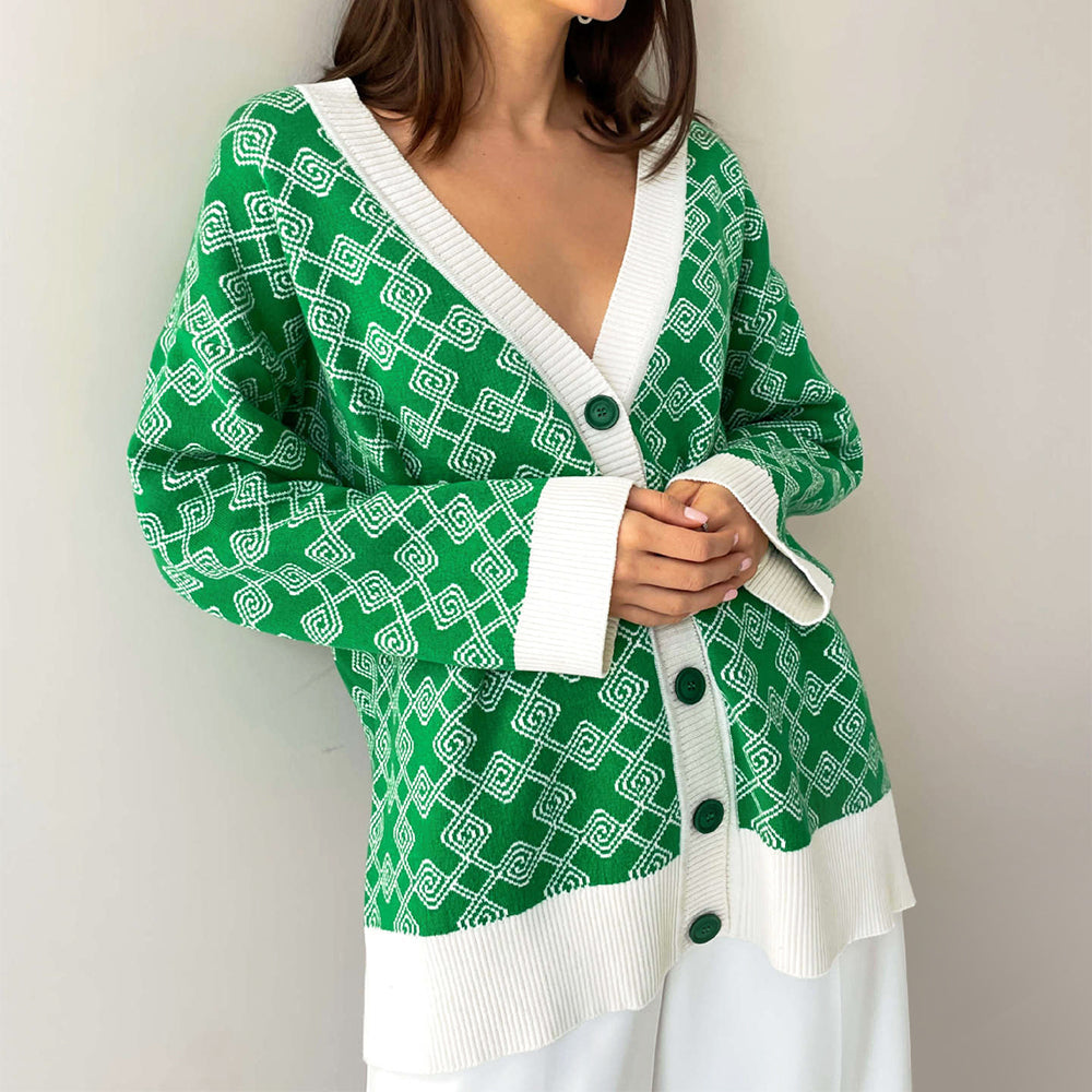 Groen Oversized Patroon Vest - Emie Agathe