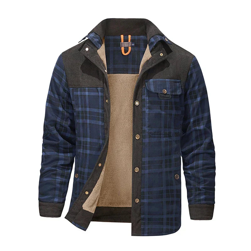 Bruin flanellen jack met fleece voering - Elias