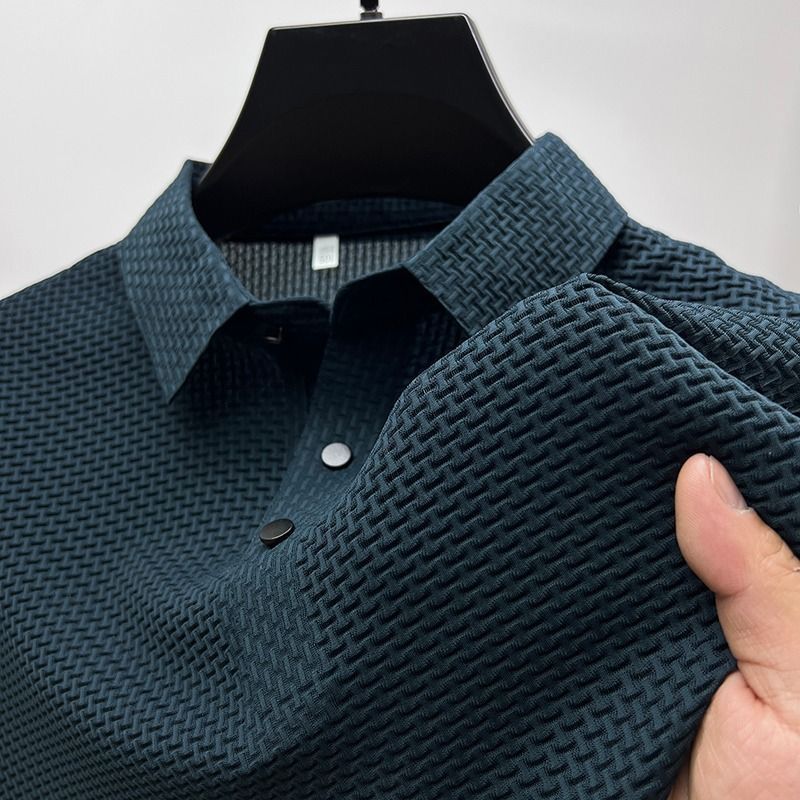 Zwart herenpoloshirt met textuur - Elias