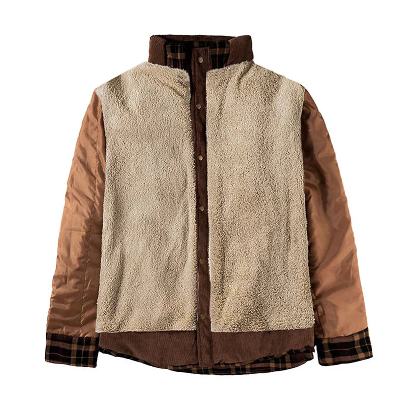 Bruin flanellen jack met fleece voering - Elias