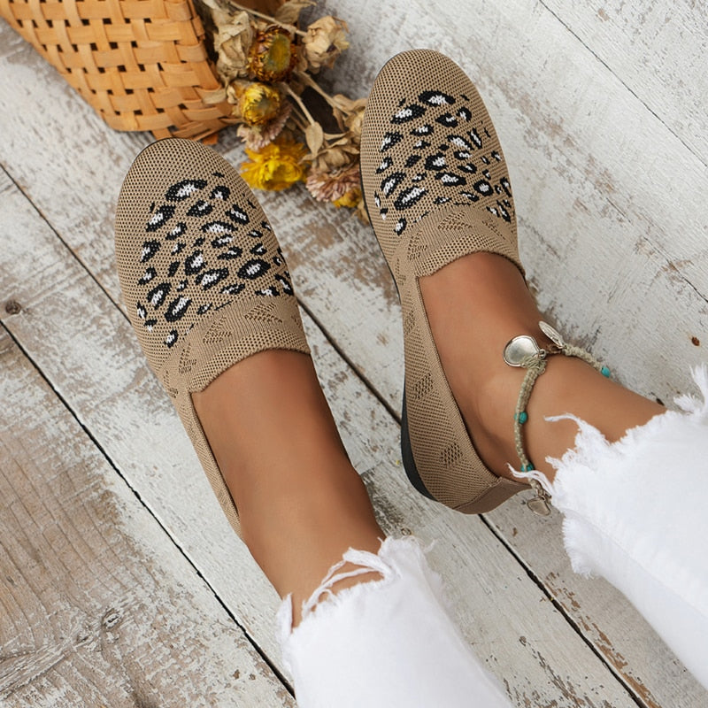 Beige damesflats met luipaardprint - Wilda