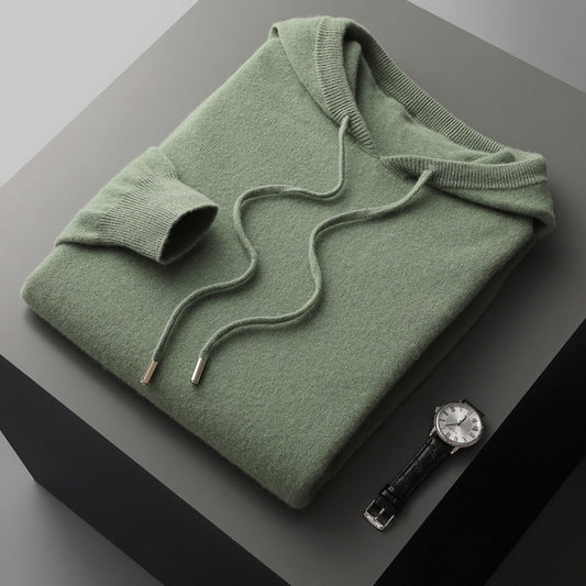 Premium Merino Wol Hoodie Zwart - Fabio