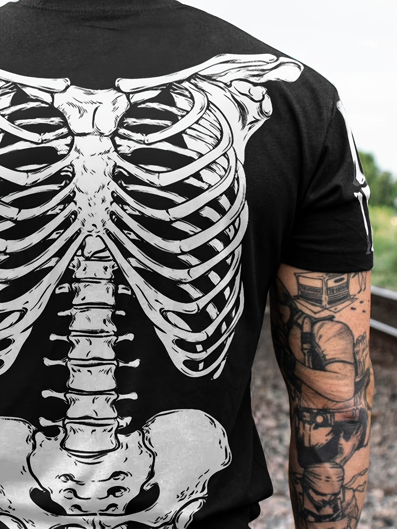 Zwart T-shirt - Skeletprint griezelig ontwerp