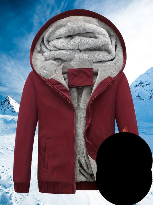 Winter Warme Fleece Jack Met Capuchon - Rood