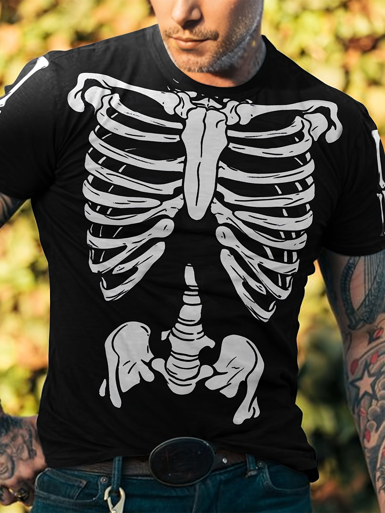 Zwart T-shirt - Skeletprint griezelig ontwerp