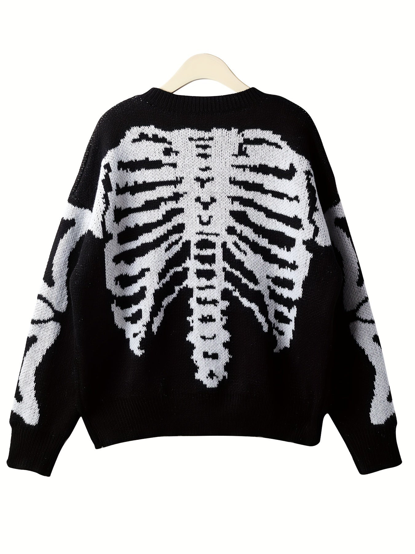 Zwarte Skelet Trui met Halloween Print - Casual Stijl