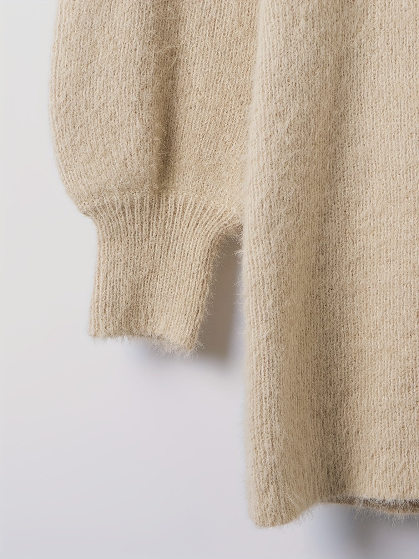 Fuzzy Mock Neck Sweater-jurk Met Lange Mouwen - Sophie