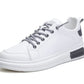 Witte herensneakers met bruine accenten - Leon