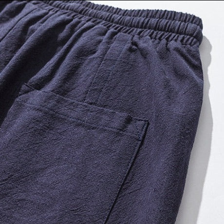 Donkerblauwe heren joggingbroek in Japanse stijl met koord - Kenji