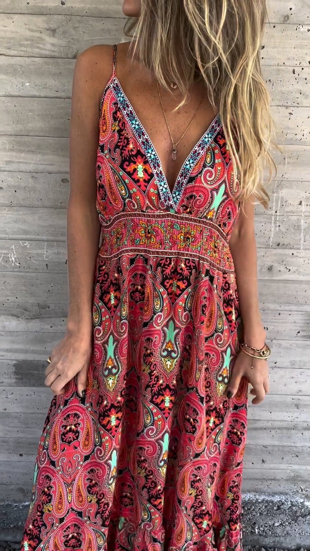 Casual Zomerse Maxi Jurk met V-hals