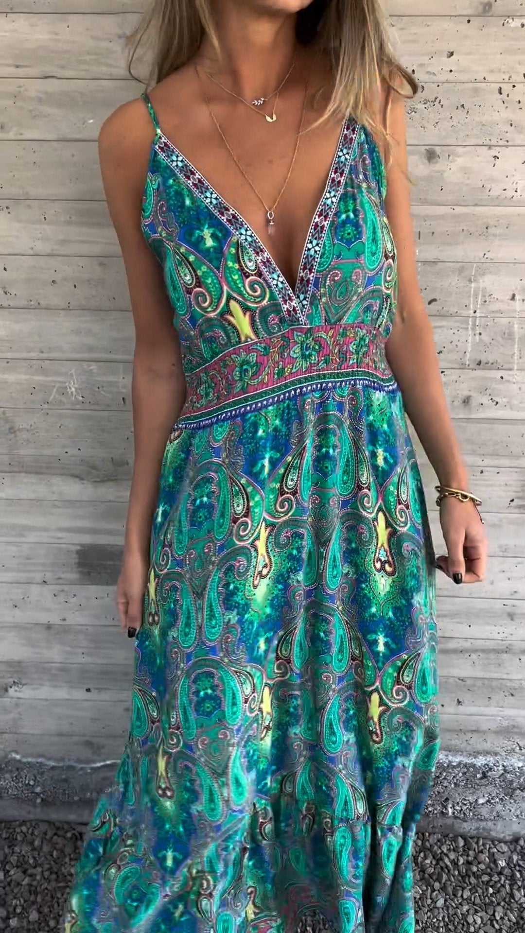 Casual Zomerse Maxi Jurk met V-hals