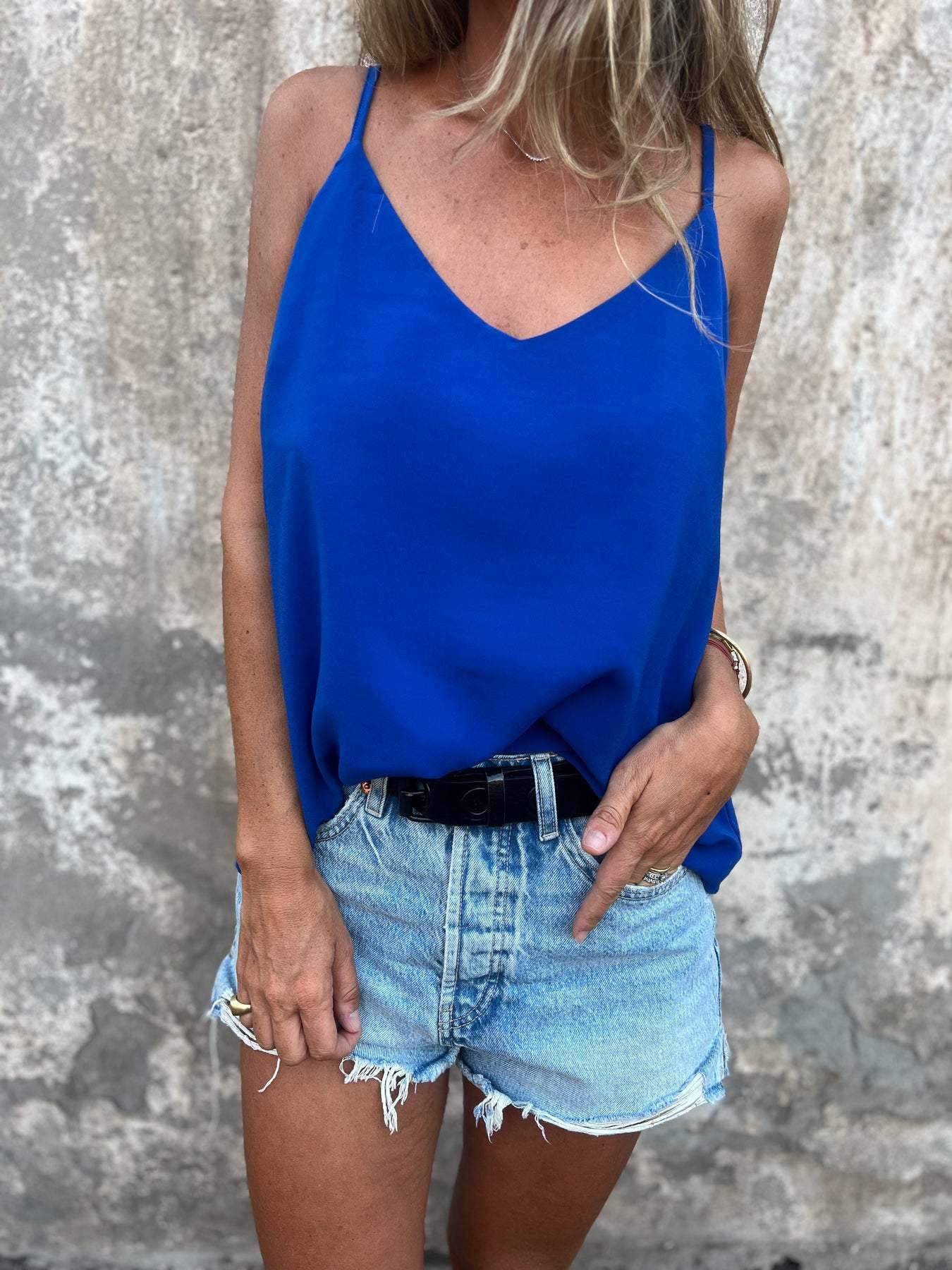 Blauwe Casual Top - Mouwloze Sling voor Lente/Zomer