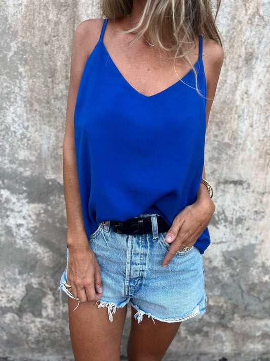 Blauwe Casual Top - Mouwloze Sling voor Lente/Zomer