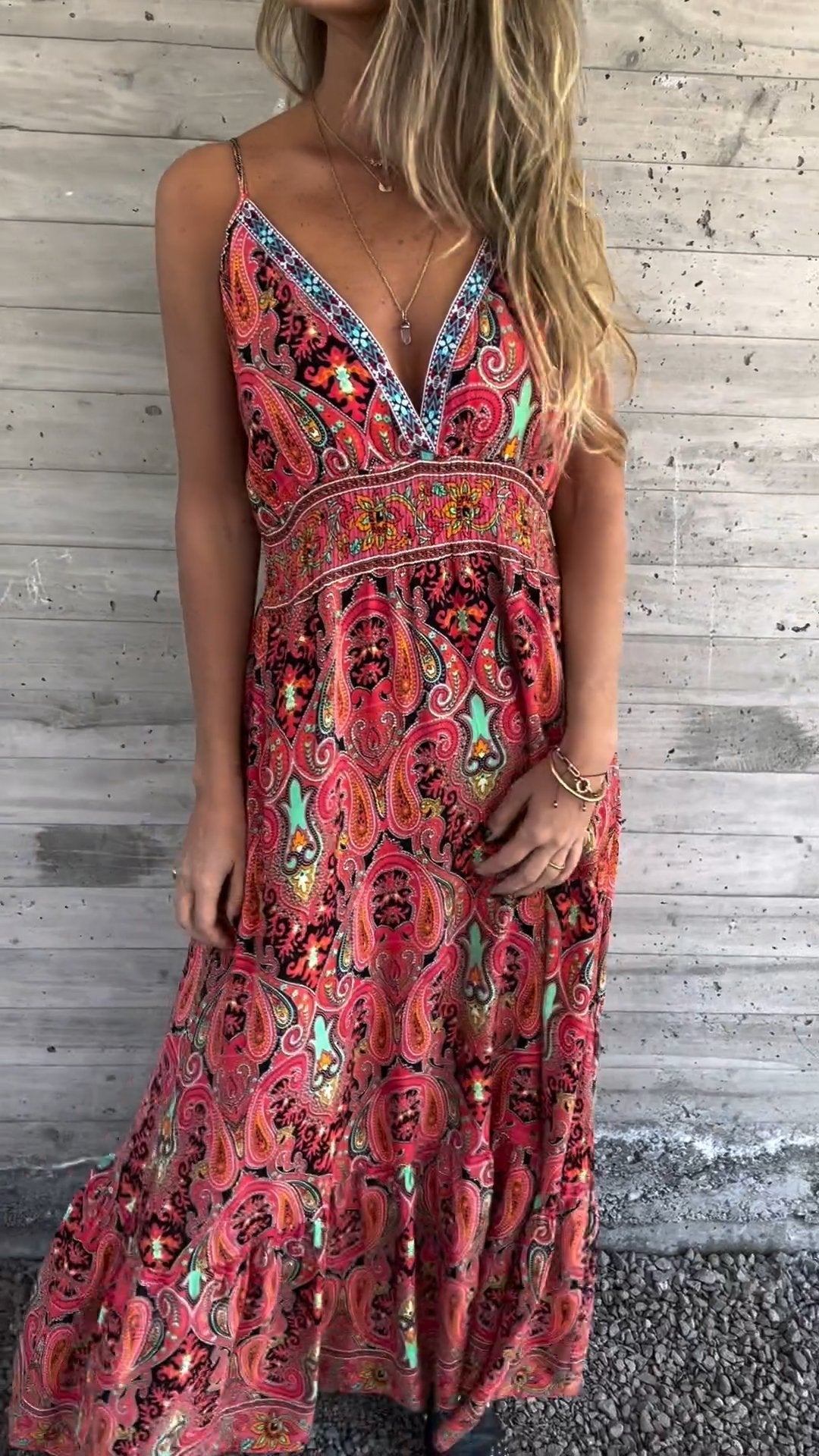 Casual Zomerse Maxi Jurk met V-hals