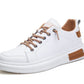 Witte herensneakers met bruine accenten - Leon