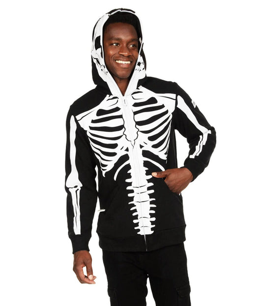 Zwarte skelet-hoodie met rits – Halloween Hoodie Felix