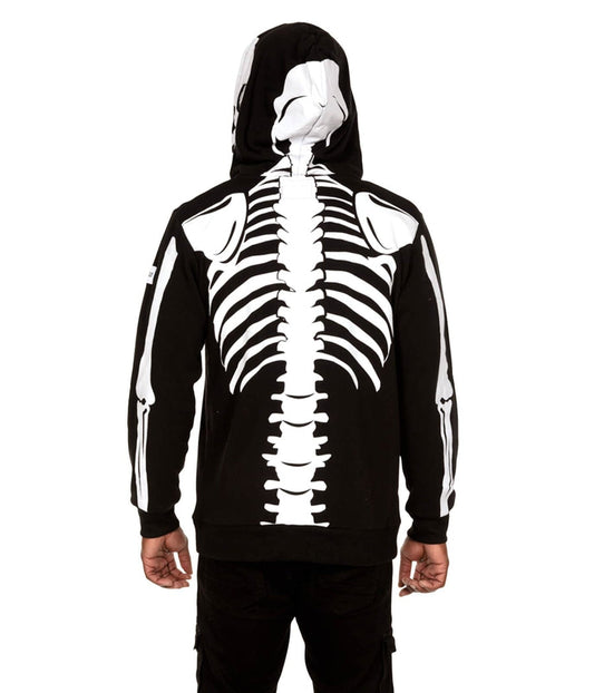 Zwarte skelet-hoodie met rits – Halloween Hoodie Felix