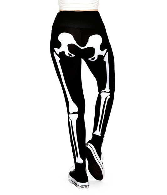 Zwarte legging met witte skeletprint - Halloween legging Laura